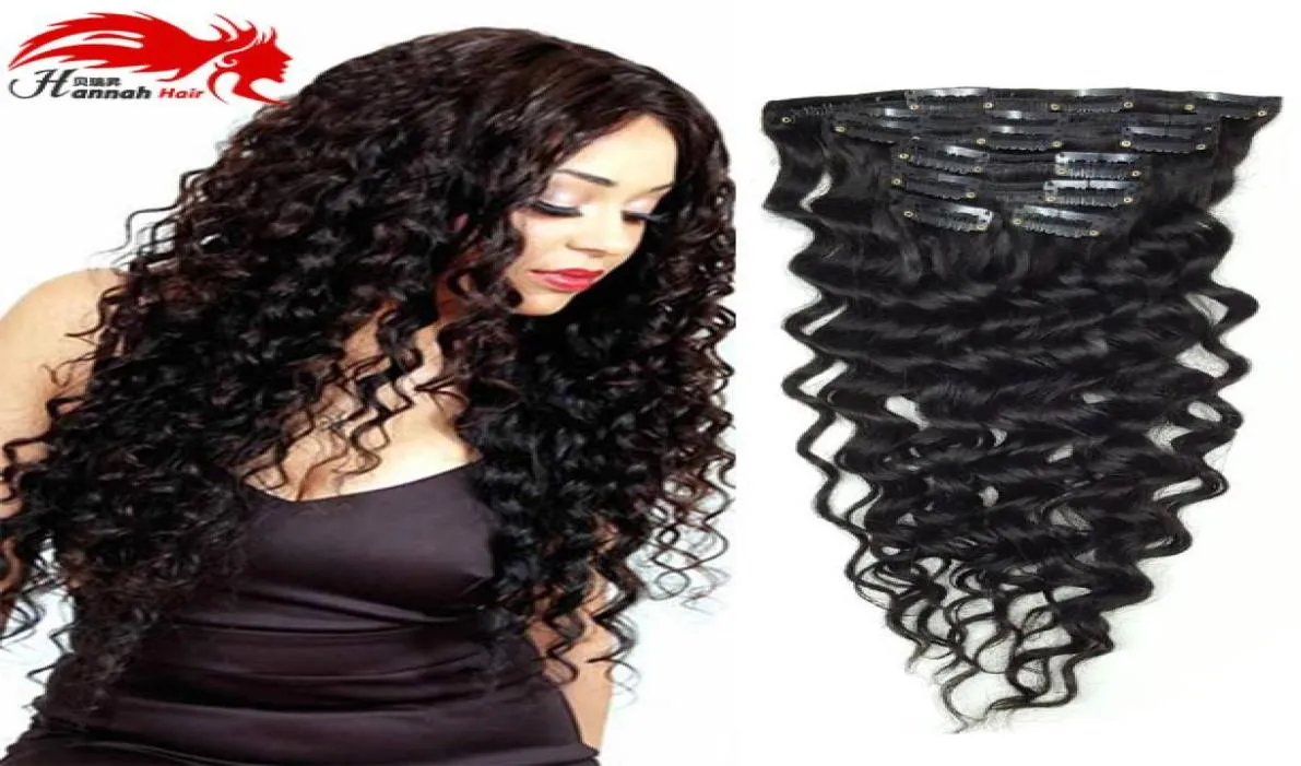 Deep Curly Human Remy Hair Clip in ExtensionsBrazilian Hair Clip in Extension7PCSSet1026 tum i StockColor 1B Brasilian H3634520