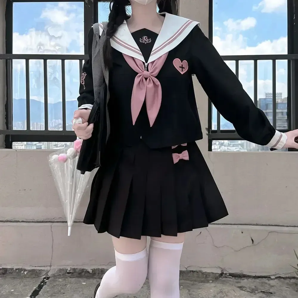 JK Korean uniform suit Japanese student pleated skirt college style school outfit Sailor cosplay japanese 240301