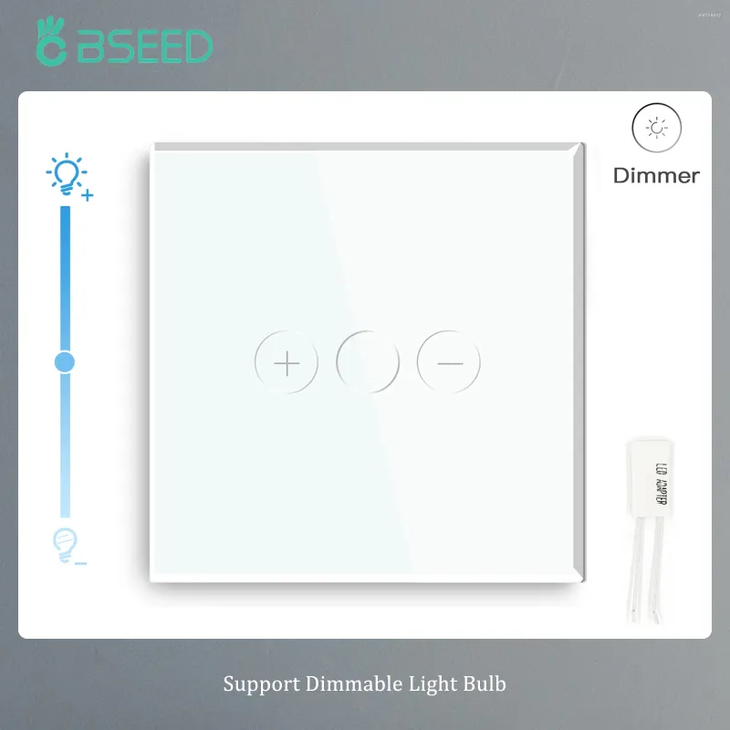 Управление умным домом BSEED Сенсорный диммер 1-полосный 1-полосный светодиодный настенный светильник с регулируемой яркостью 220 В с панелью из хрусталя Темная подсветка Функция памяти