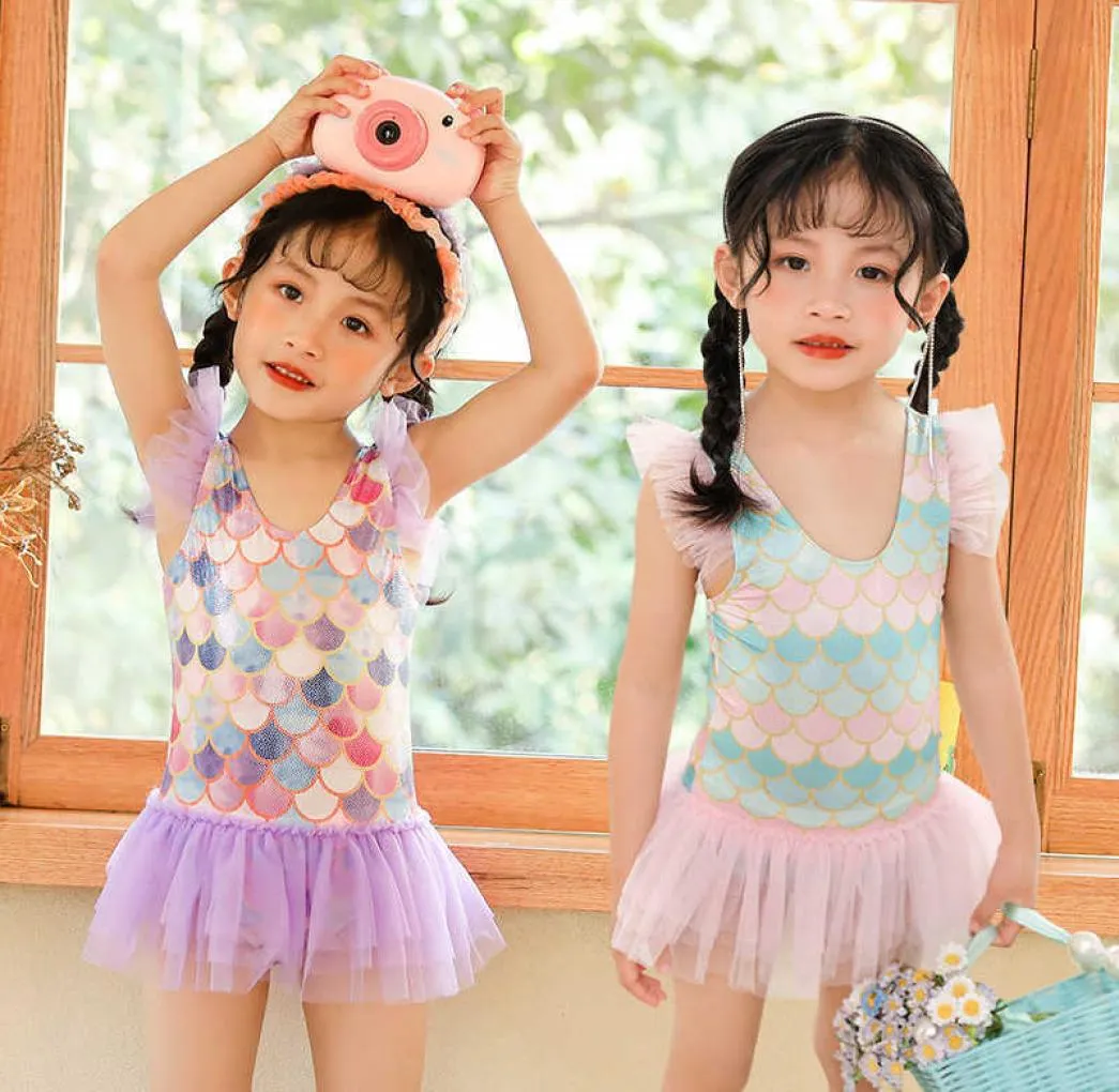 Children039s Bathing Suit Summer Lace Princess Swimsuit For 24 Year Old Baby Girls Mermaid Onepiece Swimsuit Tankinis Beach C6539474