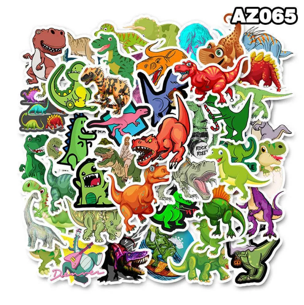 50pcsLot Whole Cartoon Cute Dinosaur Stickers Waterproof Noduplicate Sticker For Kids Toys Laptop Luggage Notebook Car Decal2507374