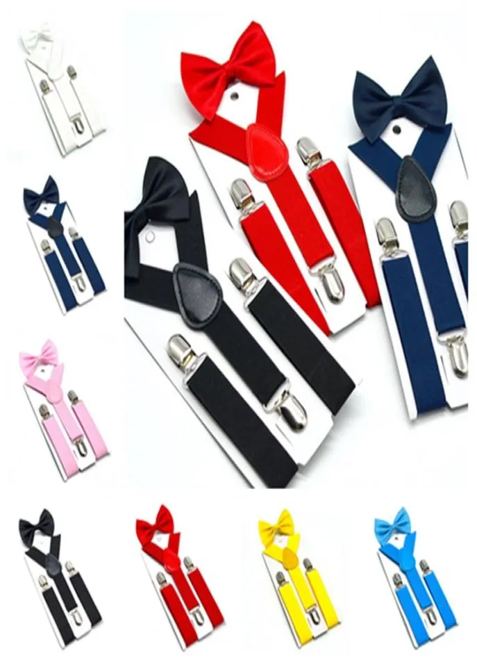 Çocuk Sırıştırıcılar Çat Tie Set 7 Renk Erkek Kız Erkekler Diş Peksi Elastik Ysuspenders Bow Tie Moda Kemeri Çocuk Aksesuarları T2G50678855829