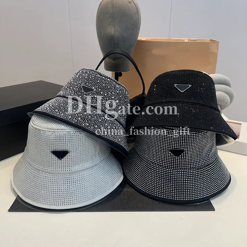 Designer Bucket Hat Classic Triangular Cap Spring Summer Unisex Fisherman Hat Luxurious Full Of Diamonds Hat Outdoor Sunscreen Hat For Vacation Travel