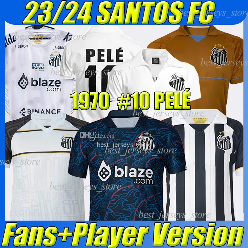 Santos FC #10 PELE Retro-Fußballtrikots 1970 56 97 98 99 01 11 12 13 PATO SANCHEZ SOTELDO ELANO ANDRE F ANDERSON BORGES Vintage klassische Fußballtrikots 23/24 MARINHO 3rd