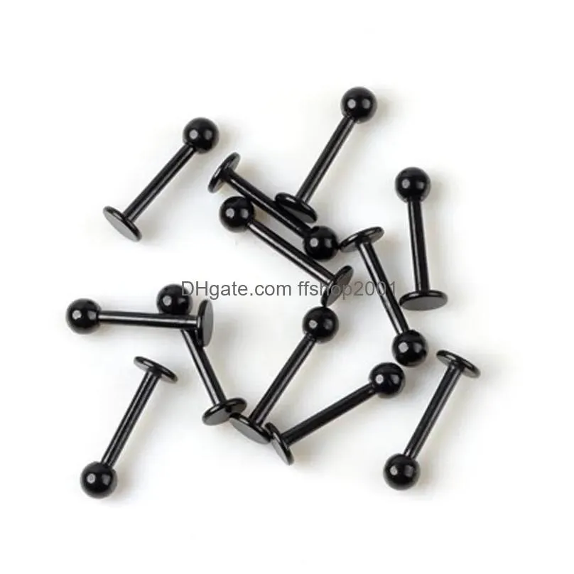 Labret Lip Piercing Jóias Trendy Anel 16G Preto Bola de Aço Inoxidável Stud Chin Bars Corpo Drop Delivery Dhgby