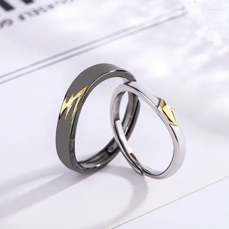 Cluster Rings 2024 S925 Silver Long Distance Love Shadow Couple Ring Sterling Simple Male Female Personality Student Open Pair