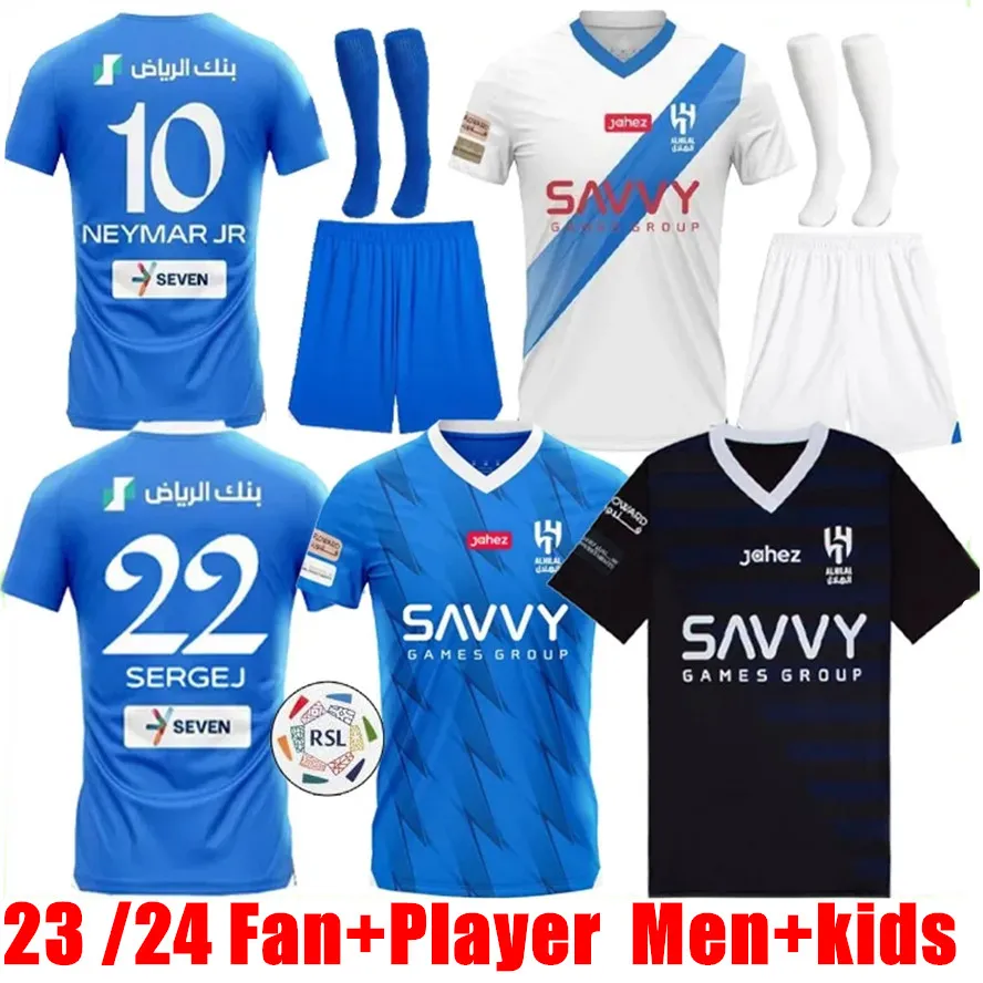 NEYMAR JR 23 24 Al Hilal Maillots de football saoudiens MALCOM NEVES SERGEJ VIETTO KOULIBALY LGHALO KANNO 2023 2024 domicile hommes enfants maillot de football sweat-shirt