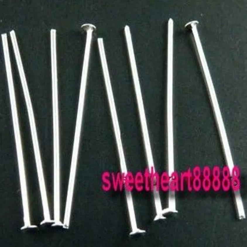 Silverpläterade huvud släta stift nålar mic 1000 st lot 50mm smyckesfyndkomponenter smycken diy205m