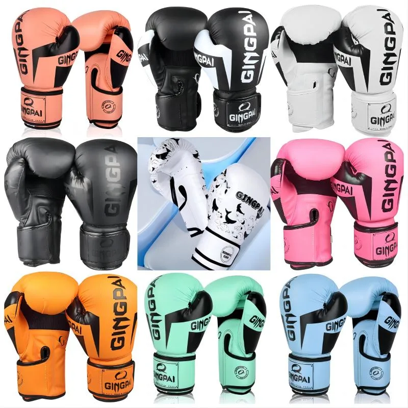 Engrenagem protetora 6oz luvas de boxe pu couro muay thai guantes de boxeo luta mma sandbag luva de treinamento para homens mulheres crianças dhgxk