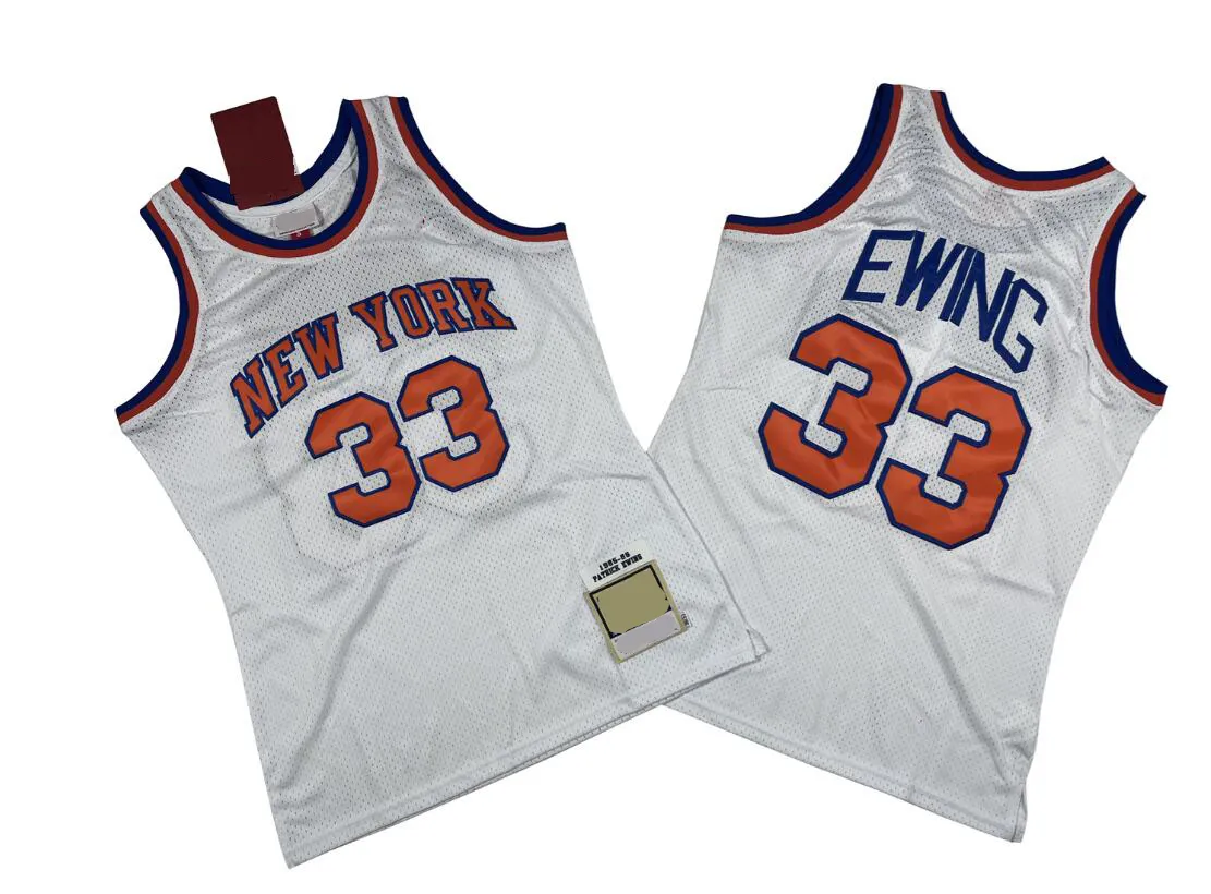 Basketball-Trikot Patrick Ewing blau weiß Classics Retro-Trikot Herren Damen Jugend S-XXL Sport-Trikot