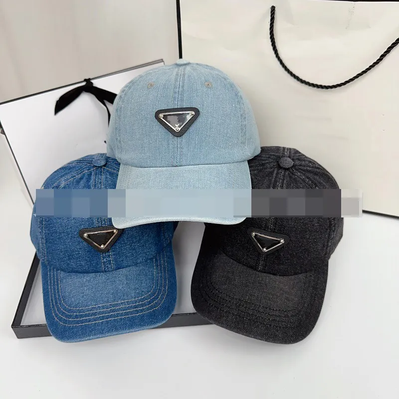 Mens Designer Denim Bucket Hat for Men Women Triangle Brand Letter P Ball Caps 4 Seasons Adjustable Sports Black Blue Baseball Cap Binding Sun Hats