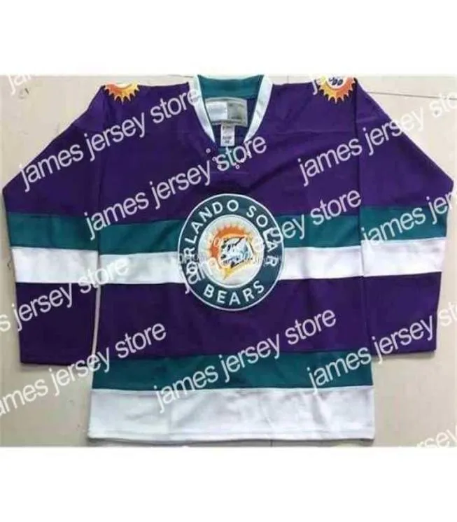 College Hockey Wears Nik1 2020 Personnaliser Vintage Rare Orlando Solar Bears Hockey Jersey Broderie Cousu n'importe quel numéro et nom Je9374801