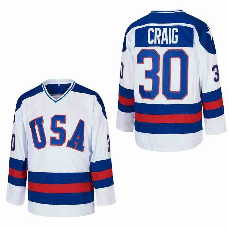 ICE Hockey Jersey 1980 USA 30 Craig 17 Ocallahan Sewing Ehtsbroidery Outdoor Sportswear Training Clothing White Blue 240305