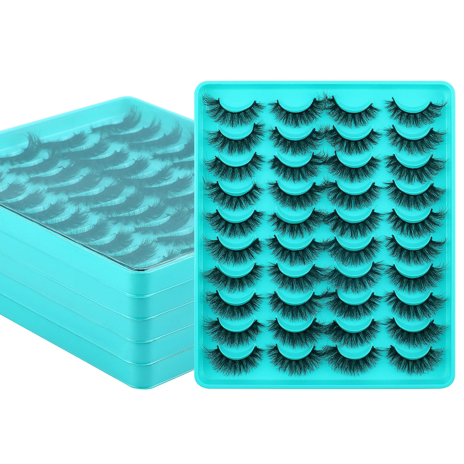 Faux cils épais et bouclés, naturellement doux, délicats, réutilisables, faits à la main, multicouches, 3D, en vison, en désordre, entrecroisé, Extensions de cils à bande complète, DHL