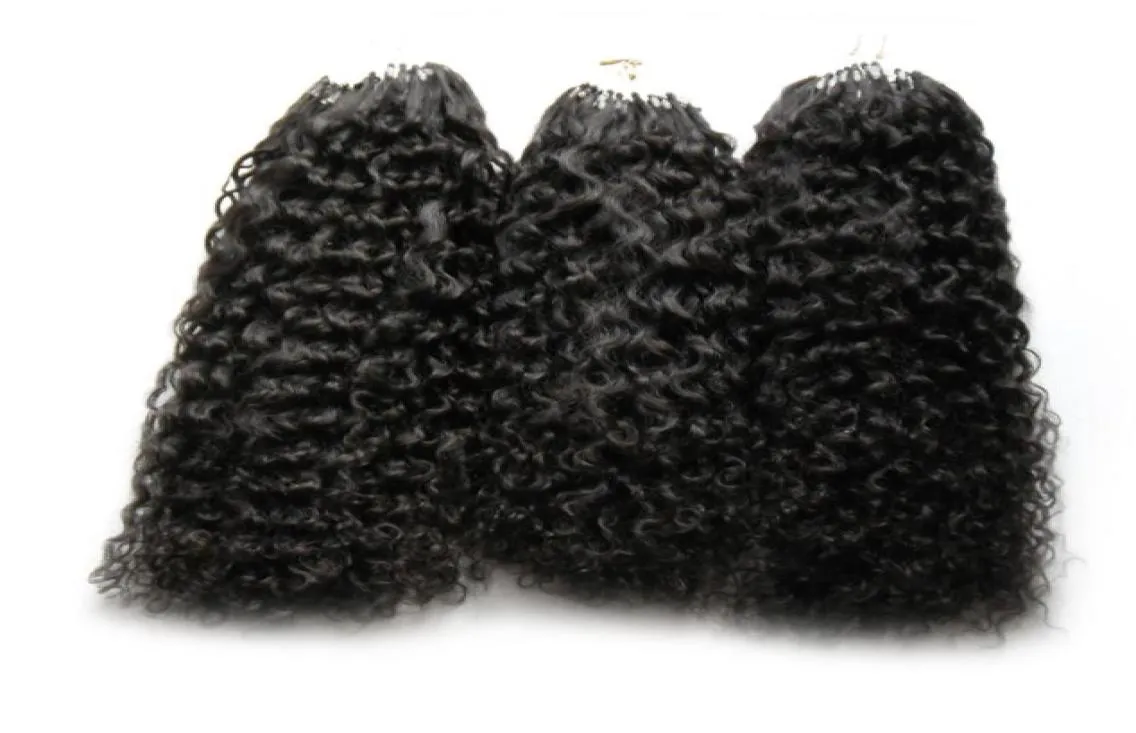 300g Micro Loop Hair Extensions 300S mongolian kinky curly hair Human Probonded MicroLoop Micro Rings Links Human Hair Extension6148206