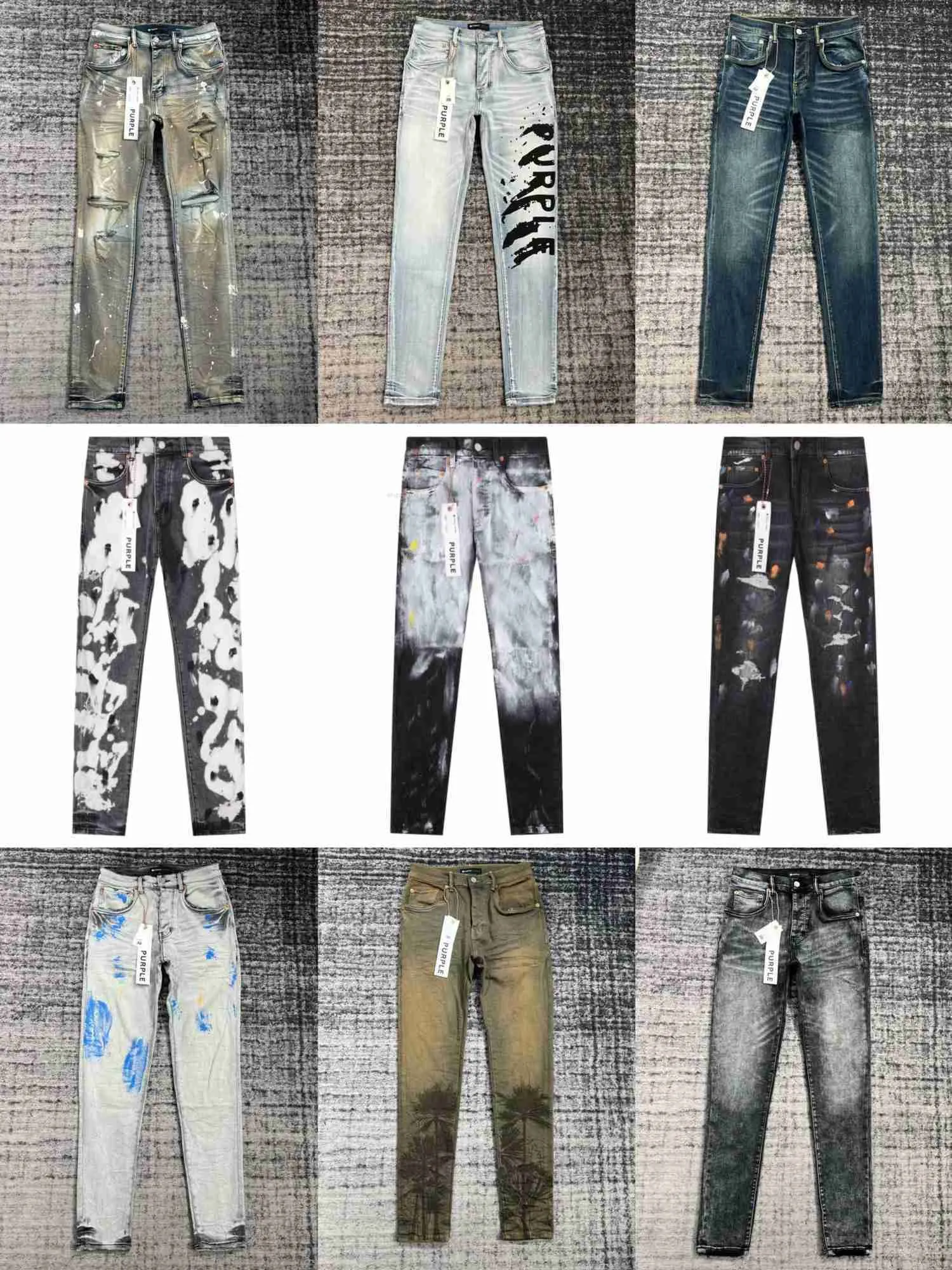 Pruple Mens Jeans Black Cargo Pants Designer Skinny Stickers Light Wash Ripped Motorcycle Rock Revival Joggers True Religions Casual sss