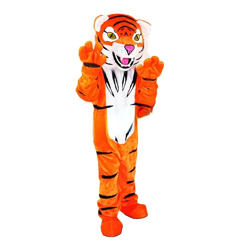 2024 Hot Sales Orange Tiger Maskottchen Kostüm Halloween Weihnachtspartykleid Cartoonfancy Kleid Carnival Unisex Erwachsene Outfit
