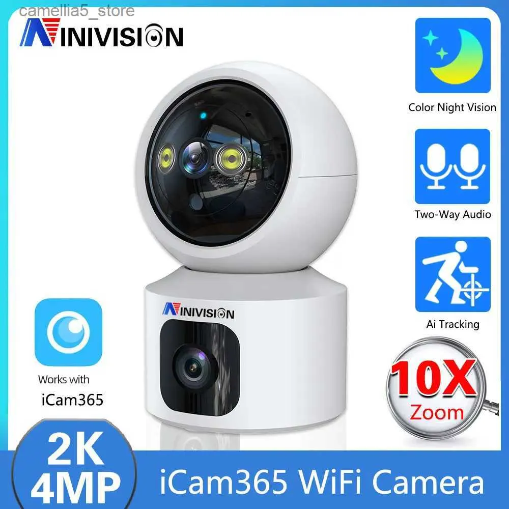 Baby Monitor Camera HD 4MP 2K Dual Lens Mini PTZ Wifi Indoor Automatic Tracking Bidirectional Audio CCTV Home Safety IP Video ICam365 Q240308