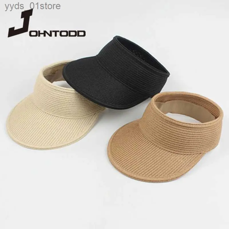 Wide Brim Hats Bucket Hats 2021 Fashion Summer Women Sun Solid Color Str Hat Outdoors Large Brim Ladies Beach Hat Visors Anti-UV C Adjustable Wholesale L240308