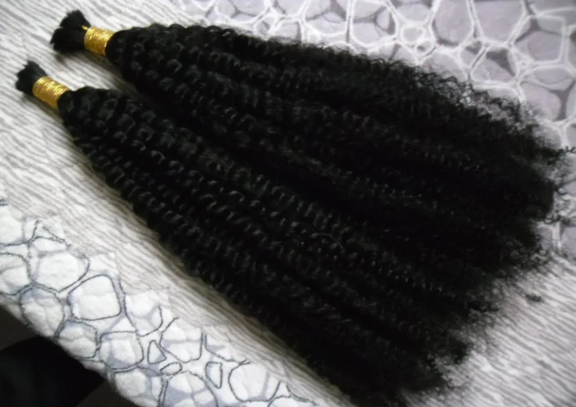 2 pacchi capelli ricci crespi mongoli 200 g senza trama fasci di capelli umani capelli umani ricci afro crespi per intrecciare sfusi senza accessorio9300056