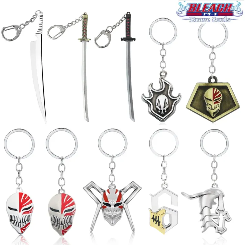 Keychains Anime Bleach Cosplay Keychain Kurosaki Ichigo Mask Pendant Key Chain for Men Car Keyring Jewelry Christmas Gifts