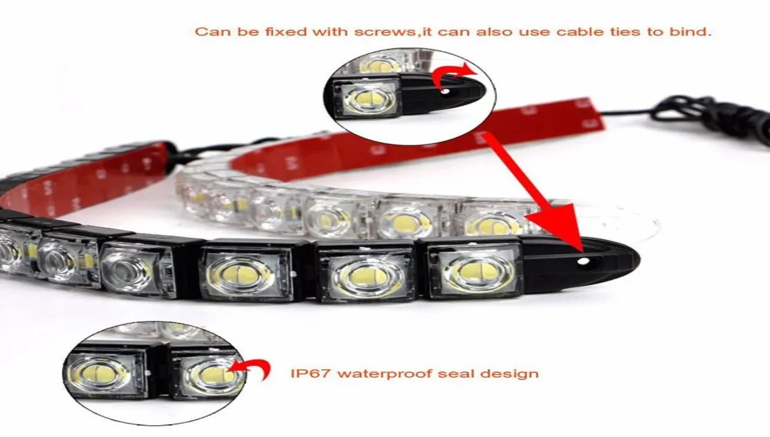 オートフレキシブルLEDストリップドライビングカースタイリングカーコブ14LED DRLドライビングフォグライト柔軟な昼間のランニングDRL7029303