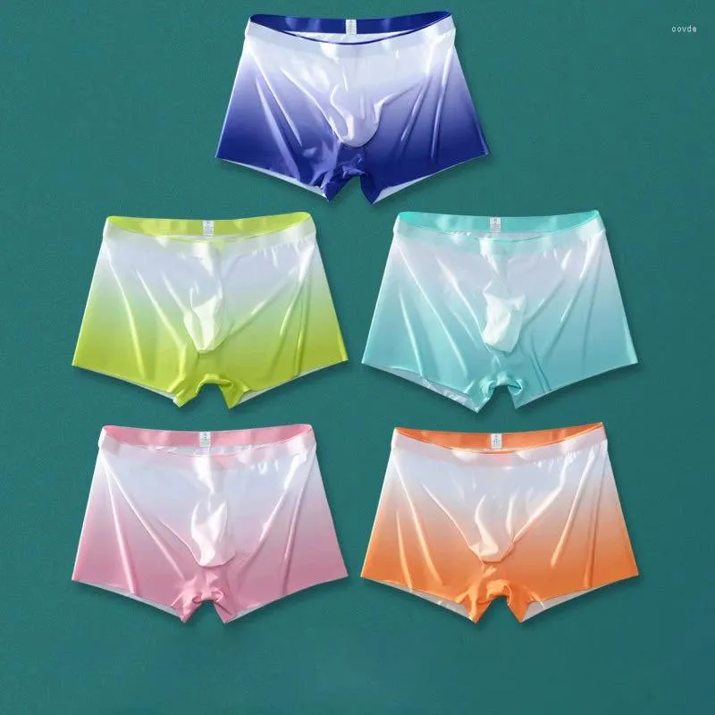 Underpants Ice Silk Traceless Underwear For Men's Full Flat Corner Pants 5d Convex Quick Drying Breathable Gradient