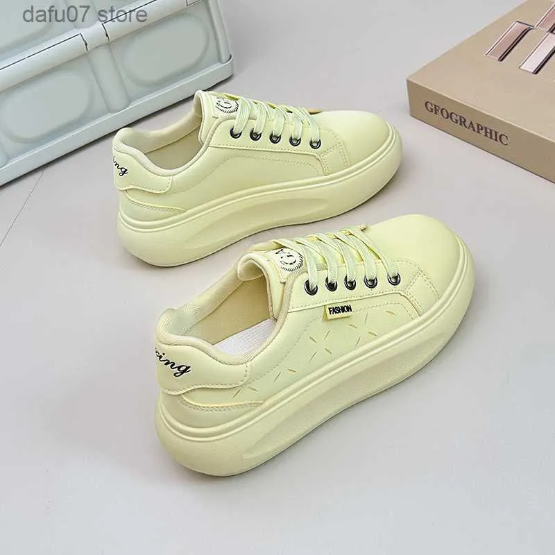 Dress Shoes Casual Shoes Fashion Woman Sneakers Leather Tops Designer Girls Beige Yellow Grey Outdoor Lace-Up Sports Trainers Shoe 36-41 S sH240308