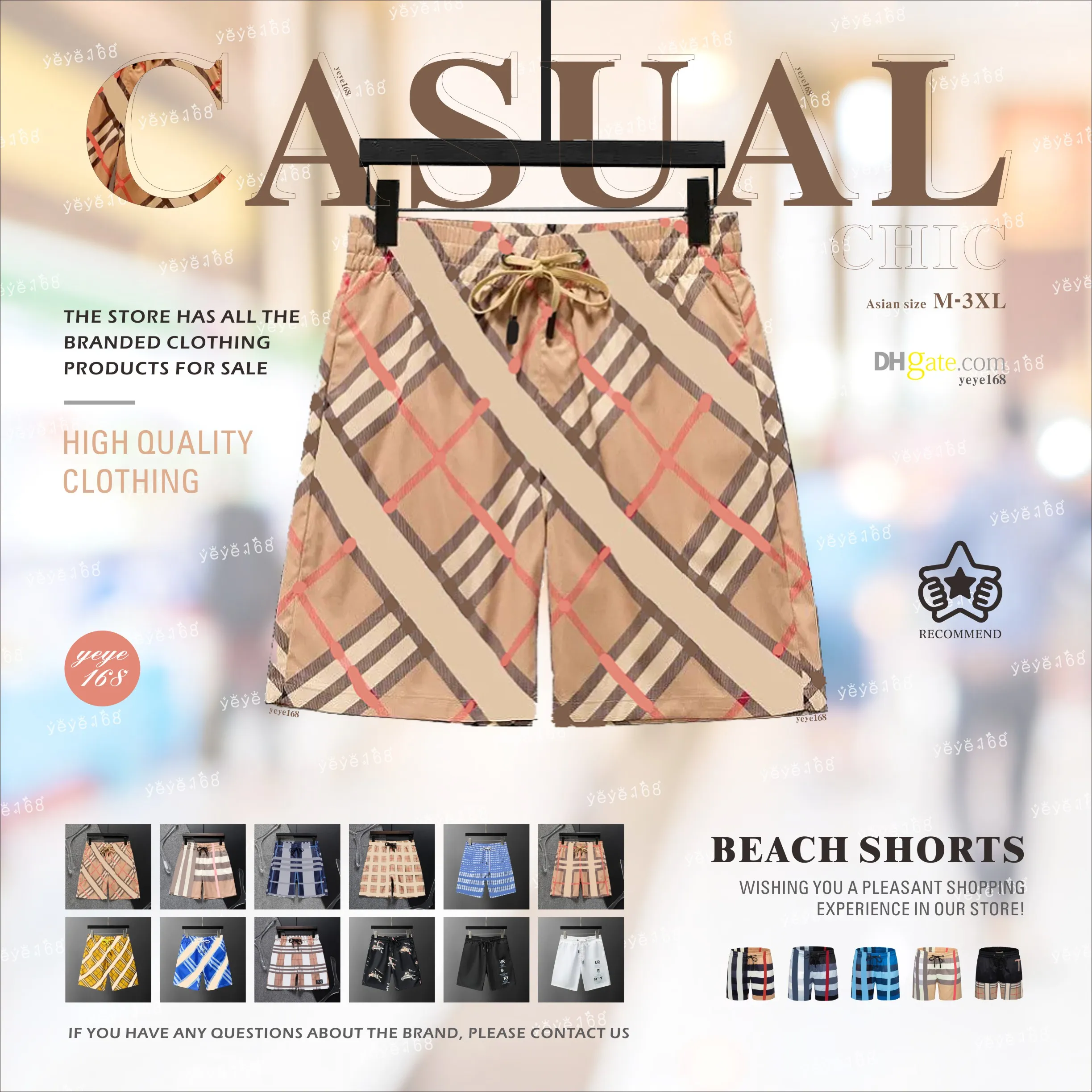 Novos shorts masculinos xadrez, shorts de grife masculinos, marcas de roupas masculinas e femininas, shorts casuais luxuosos e soltos, calças de praia, roupas xadrez