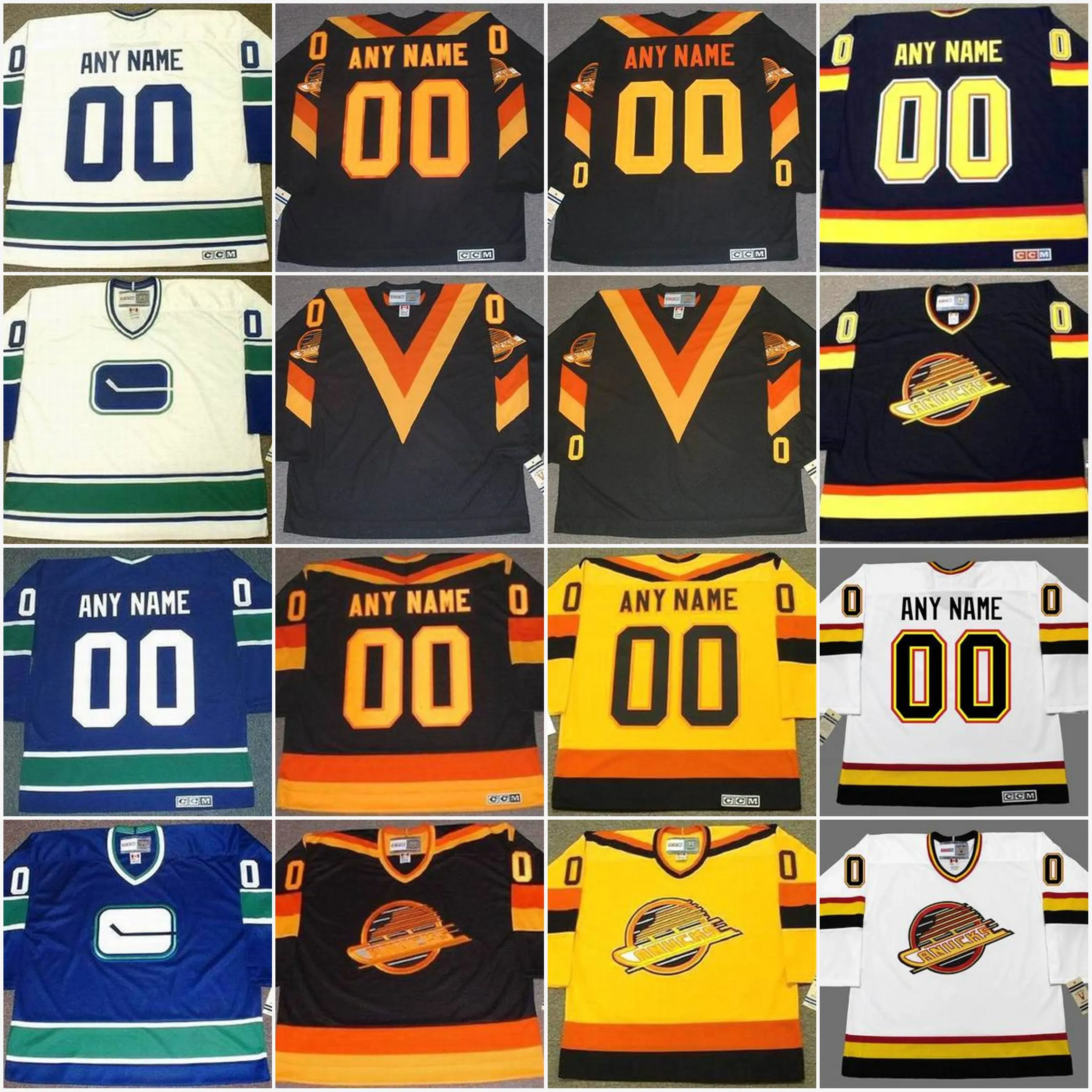 Maglie da hockey vintage a doppia cucitura di Vancouver degli anni '70, personalizzate con qualsiasi numero e qualsiasi nome, spedizione veloce Canucks