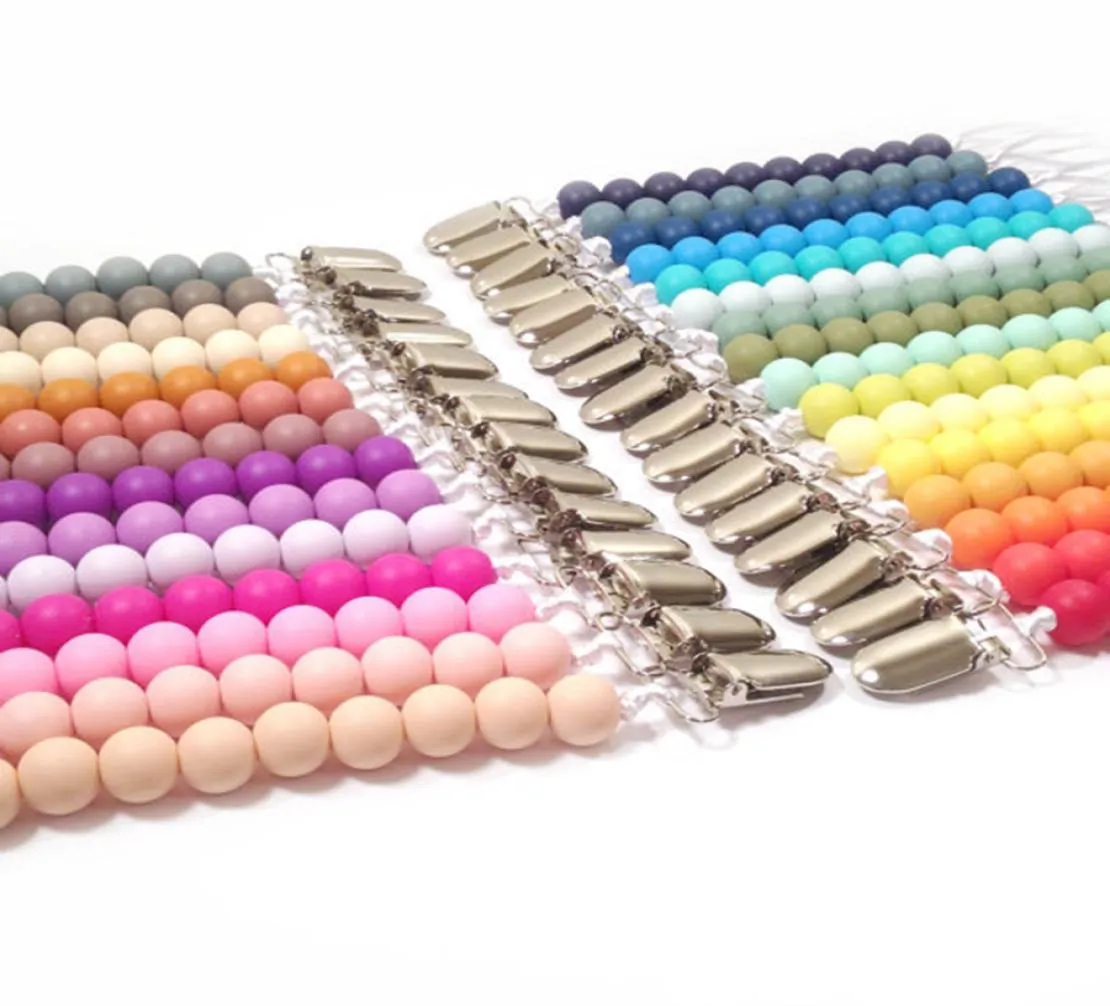 33 colori per bambini porta ciuccio in silicone perline catene per ciuccio neonato clip per ciuccio porta dentizione per bambini porta capezzoli per bambini giocattoli da masticare RR1805125