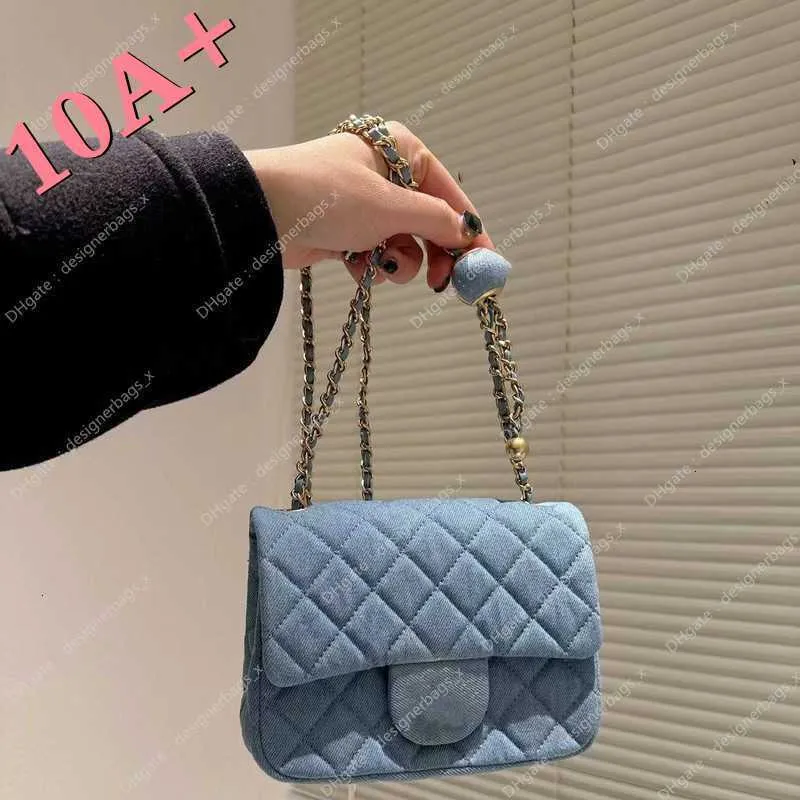 Crossbody Denim Bola Dourada Mulheres Saco Clássico Flap Ombro Mini Ajustável Cadeia Acolchoada Designer De Luxo Fanny Pack Moeda Bolsa Titular Chave Bolsa Clut