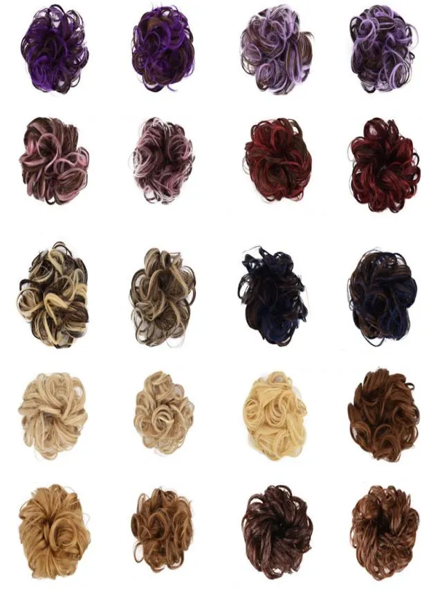 HEURS SYNTHÉTIQUES BONSE BLOND Messy Bun Curly Extension Anneau Chignon Coiffure Coiffure Ornements Ornements Scrunchies Fake Hair Ties2570232