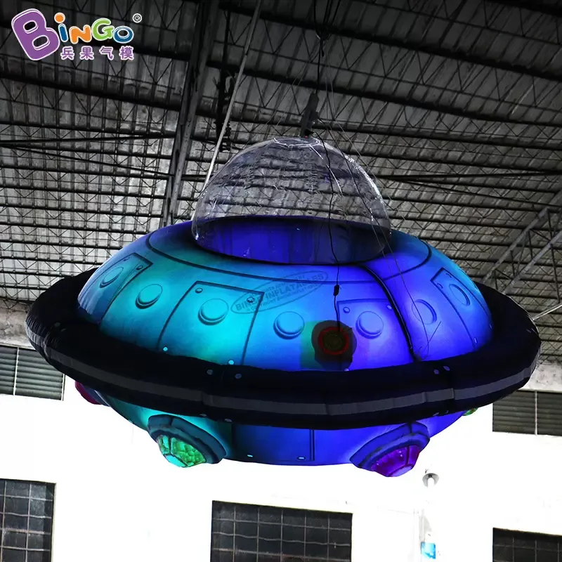 wholesale Outdoor Advertising Inflatable Colorful Lighting Spacecraft Models For Space Theme Decoration Inflation Ufo Balloon Party Event With Air Blower Toys
