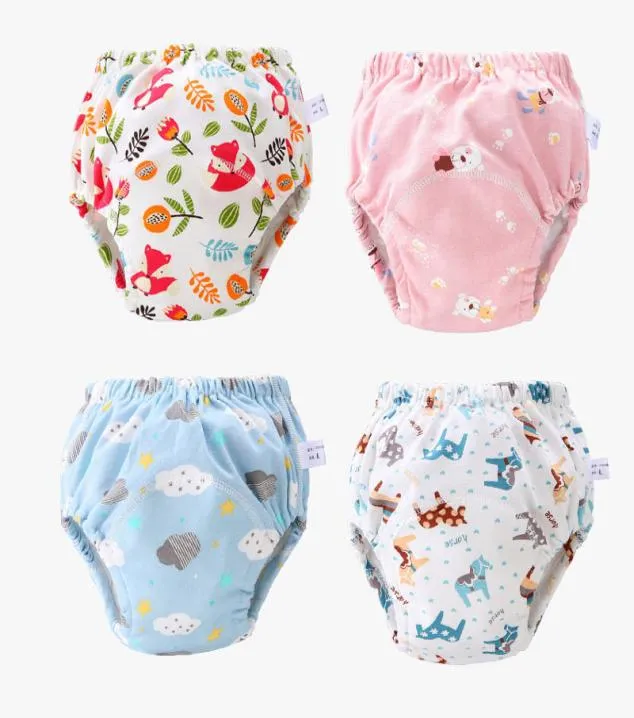 23 färger Baby Diaper Cartoon Print Toddler Training Pants 6 Lager Bomullsförändring Nappy Infant Washable Tygblöja Trosor REU5089609