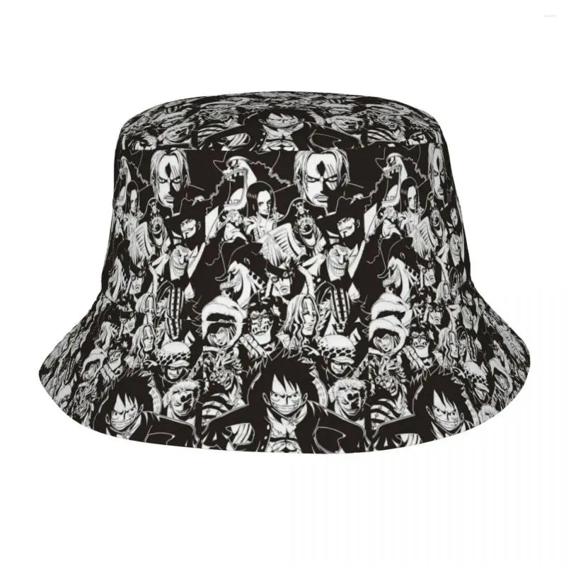 Baskar Stylish Luffy Zoro Manga Collage Bucket Hats Teen Packable Camping Fishing Summer Headwear