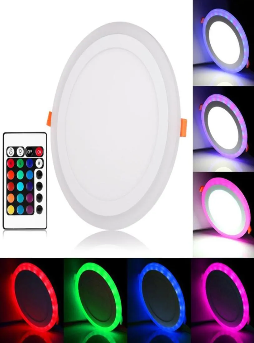 LED -panelbelysning 6W 9W 18W 24W Vit och RGB Dimble Ultra Thin Infälld LED -tak Downlight IR Remote Control1190791