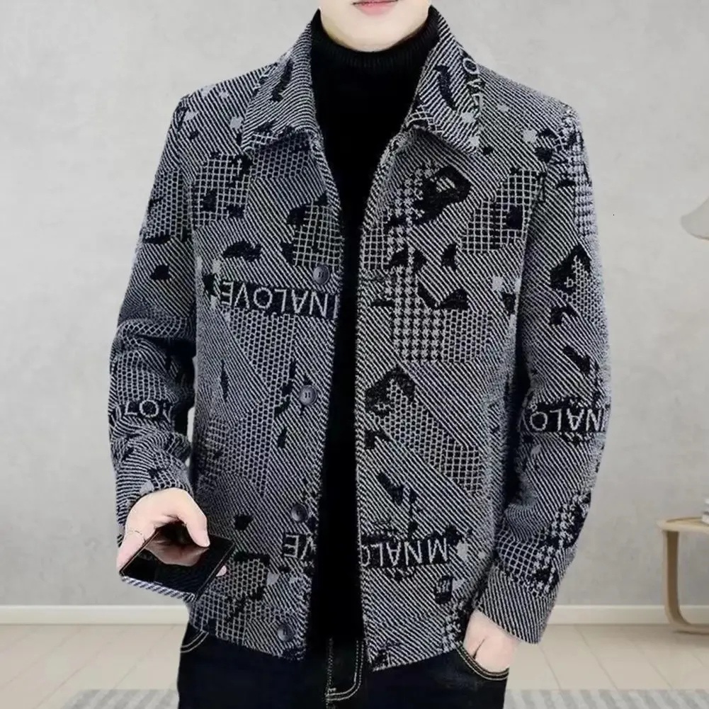 Men Fall Winter Coat Long Sleeve Thick Warm Lapel Single-breasted Windproof Buttons Mid Length Men Casual Jacket 230226