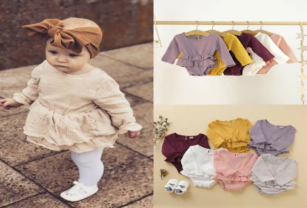 Baby dziewczyna bawełna romper nowonarodzony niemowlę ubrania Baby dziewczyna Romper Romper Cottonlinen kombinezon księżniczka upadek nowo narodzone stroje5458030