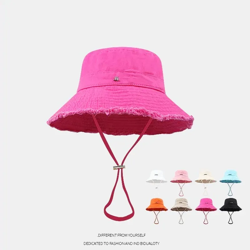 Projektantka Bucket Hat for Women Summer Fisherman Beach Caps Marka swobodna moda strzępiona czapki Casquette Bob szerokie brzegi czapki Najwyższej jakości prezent