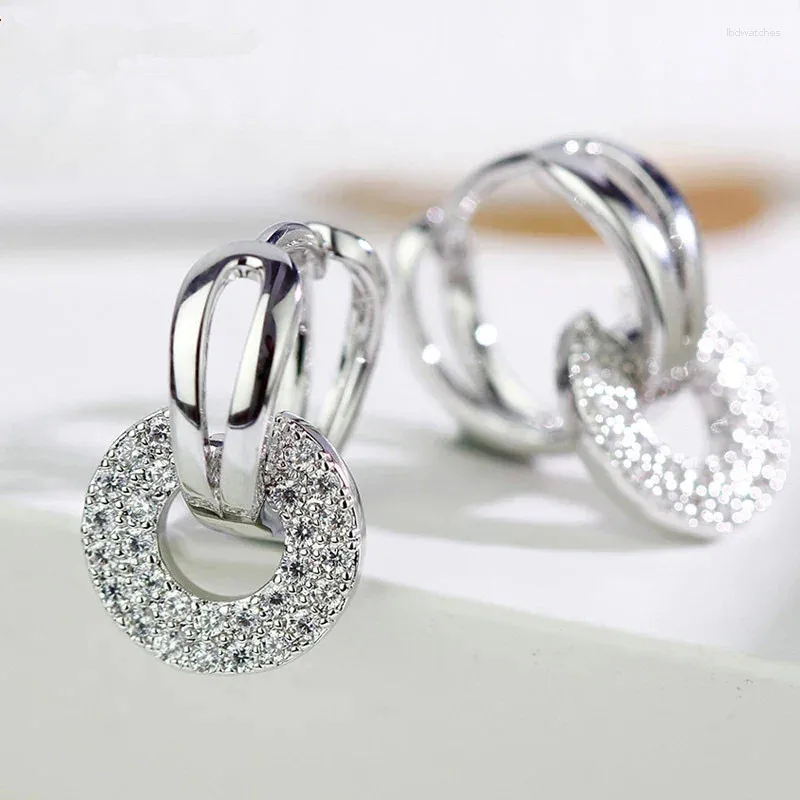 Boucles d'oreilles à clous pour femmes, pavé complet en cristal CZ, empilable, aiguille en argent ronde, Cartilage, bijoux pour femmes, arrivée 2024