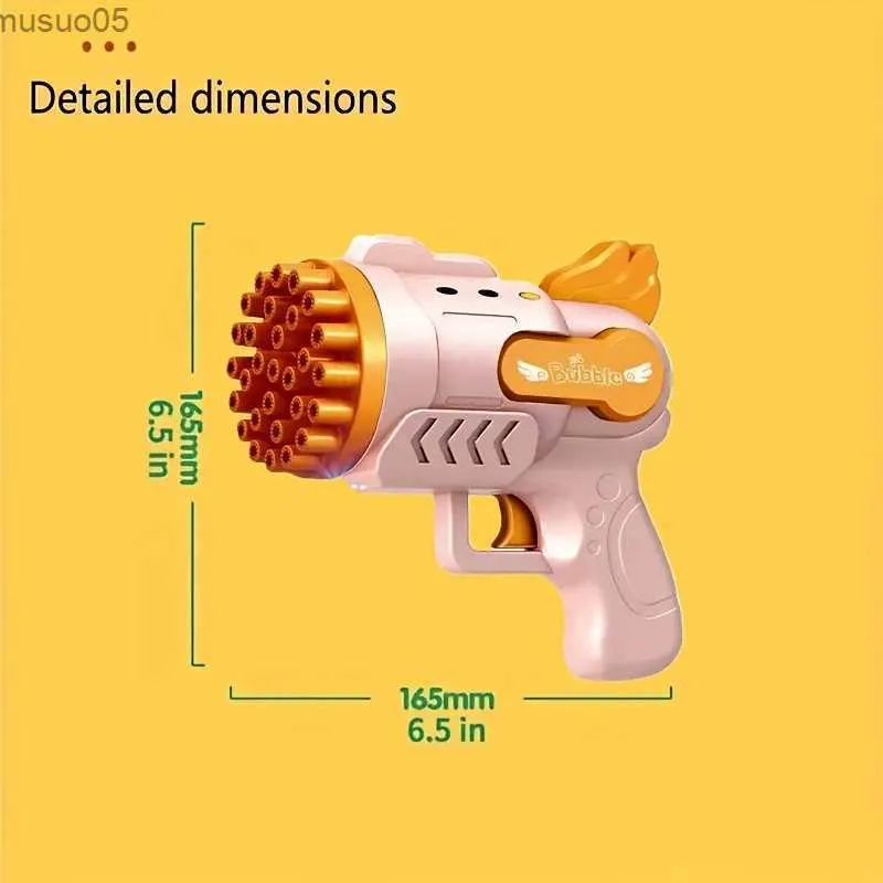 Sand Play Water Fun Light-Up Bubble Gun - 29-Hole Gatling Blaster for Boys Girls 6-14 Years Old - Batteries Bubble Liquid Not Included