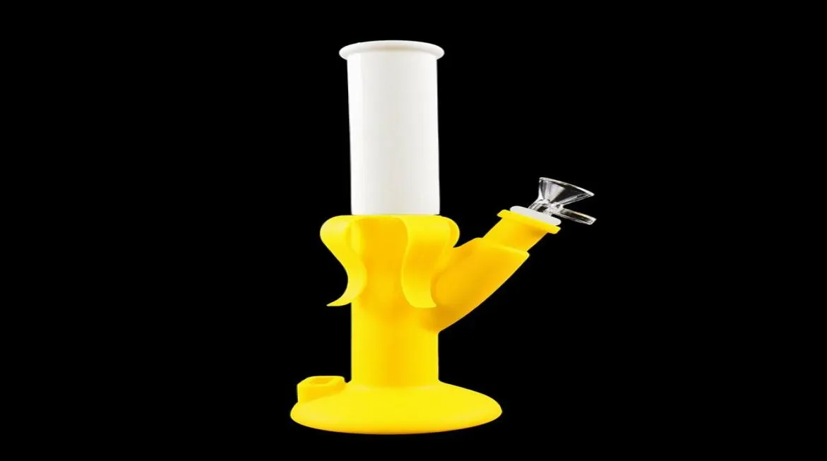 Banana bong water pipe smoking pipes dab rig durable straight silicone bong unbreakable 14mm joint8744607