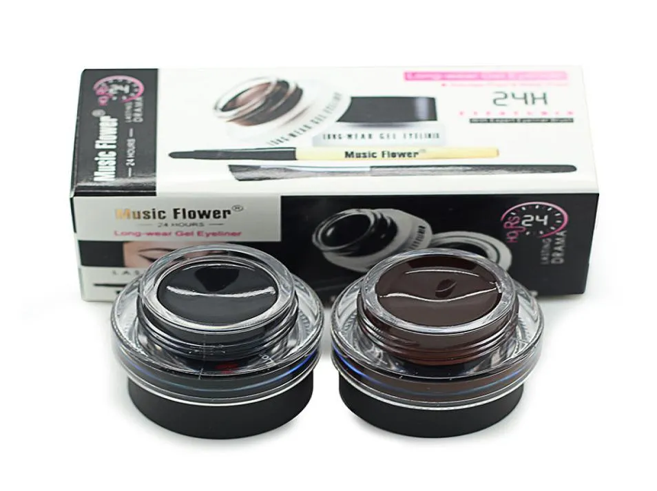 Music Flower Black Brown Twocolor Gel Eyeliner Smudge Proof Water Proof Eye Liner Eye Liner Eyeliner Gel Makeup Cosmetic B5149751