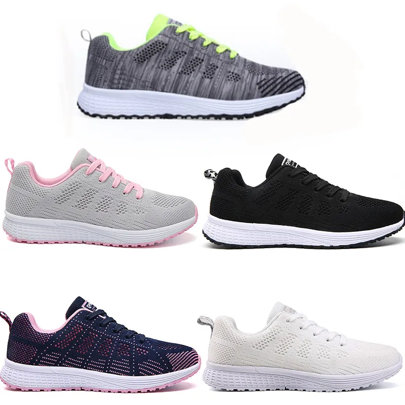 Voando tecelagem sapatos esportivos masculinos femininos malha casual plana branco preto touring sapatos gai pouco branco 35-44 30 xjxj