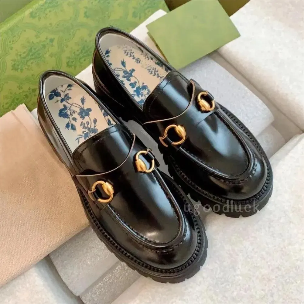 Designer bee loafers women casual shoe platform lug sole loafers with horsebit metal buckles thick lady girl luxury leather casual shoes