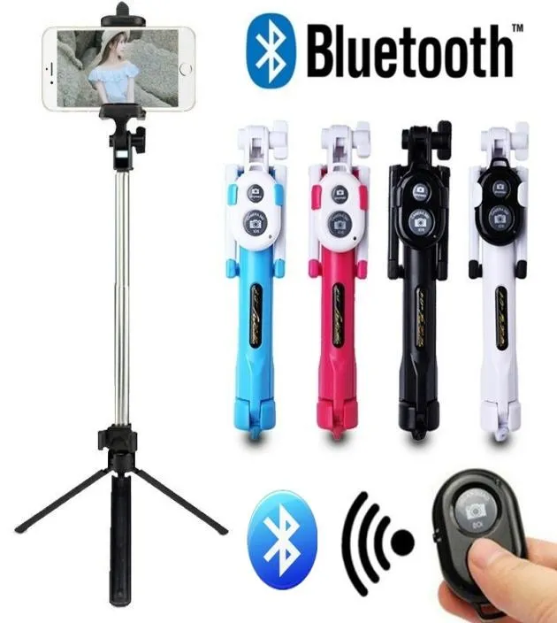 Ny bärbar utdragbar handhållen Bluetooth Remote Shutter Selfie Phone Stick Tripod Monopod Remote Control Stand Holder8105180