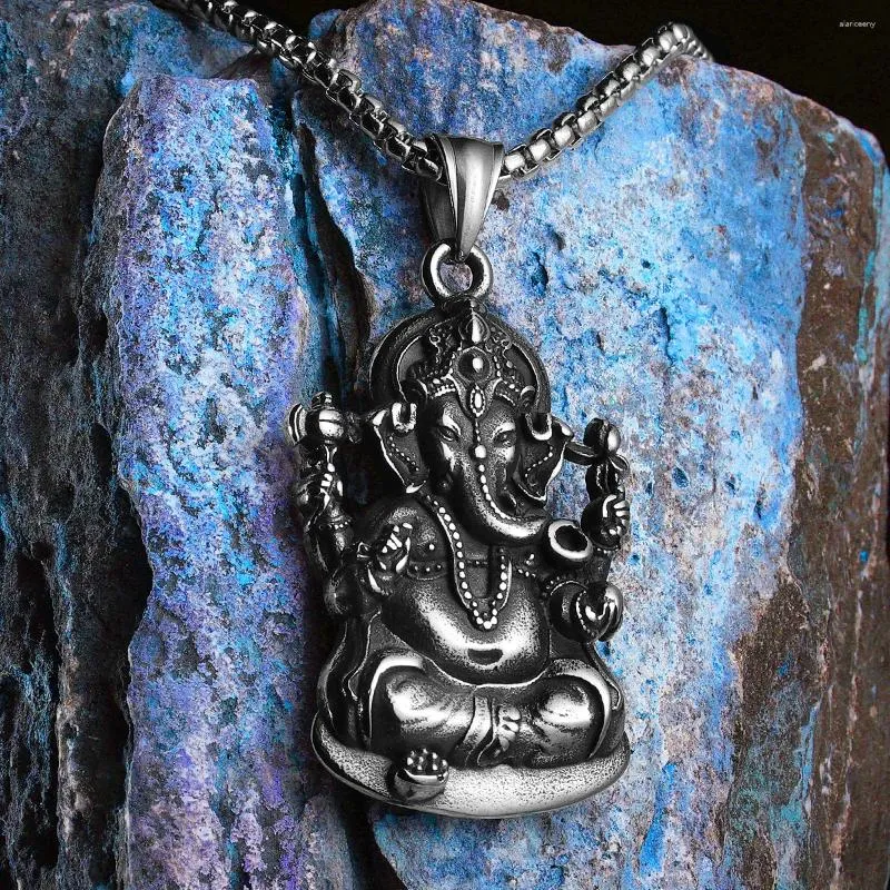 Naszyjniki wisiorek hinduizm ganesha potężny amulet mężczyzn łańcucha stali nierdzewnej Kobiet biżuteria za vintage akcesoria prezenty hurtowe