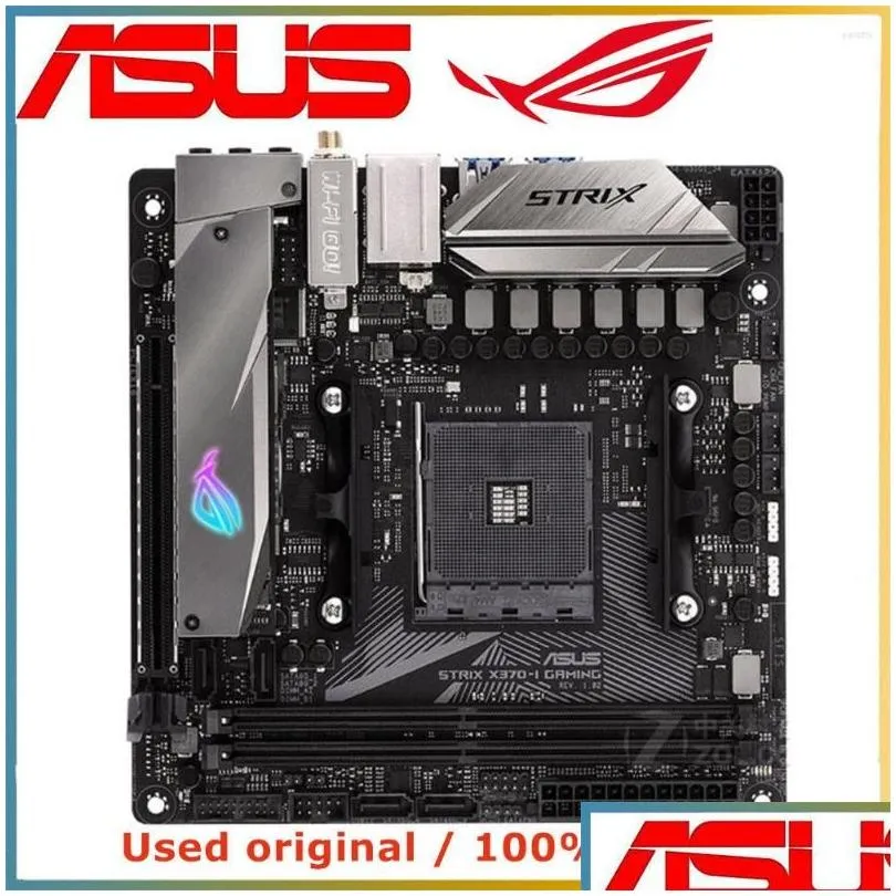 Moderbrädor för AMD X370 ASUS ROG Strix X370-i Gaming Computer Motherboard AM4 DDR4 32G Desktop Mainboard III USB PCI-E 3.0 X16 Drop Dhhwj