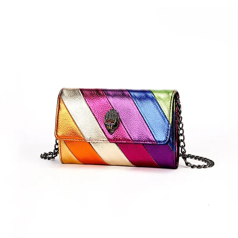 Modedesign Eagle Head Summer Mini Rainbow Women Handbag Colorful Designer Bag Patchwork Shoulder Bag Handbag K24 240229